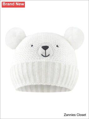 🎄 Bear Pompom Baby Beanie Winter Knit Hat Infant Boys Girls